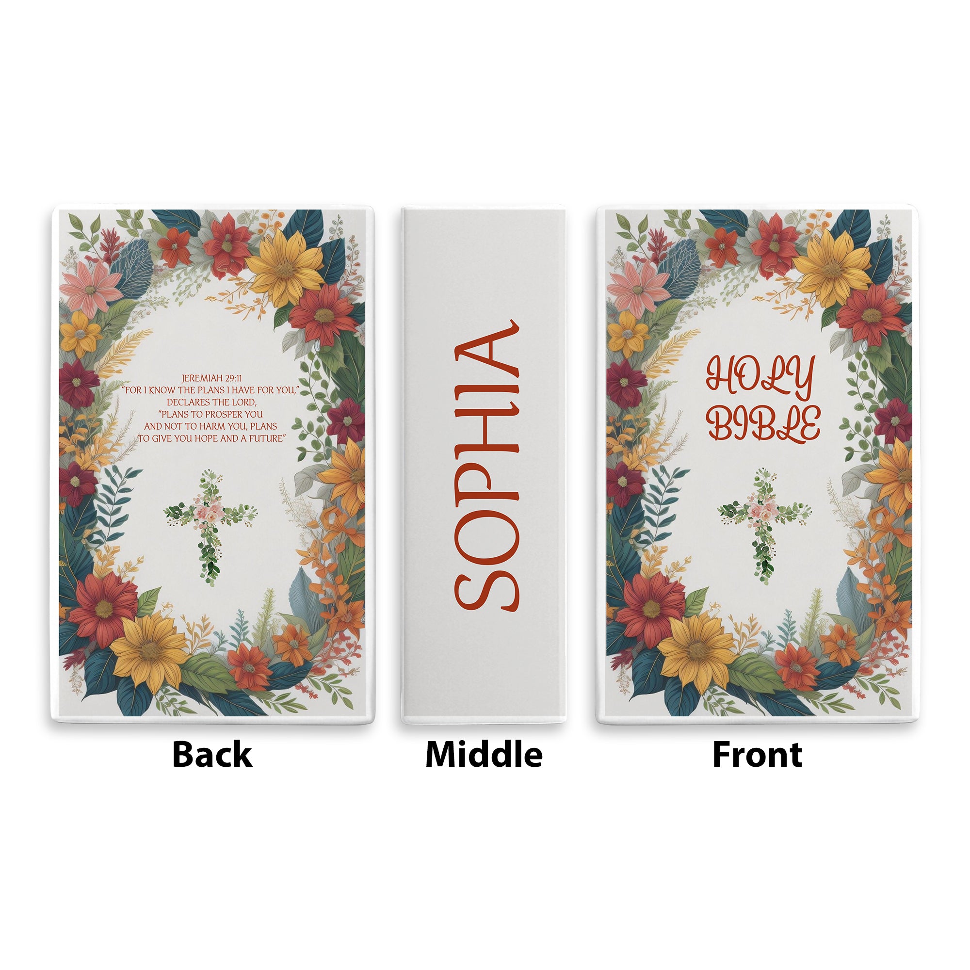 Personalized Ceramic Book Vase with Bible Verse for Faith Decor, Christian Bookshelf Vase, Faith Inspired Shelf Decor CBLAF09